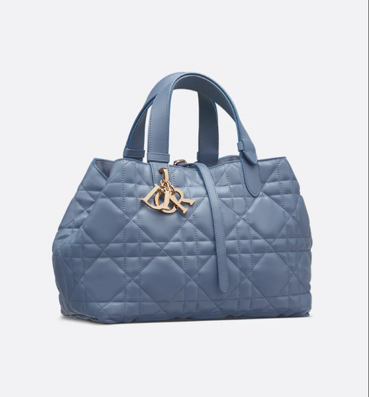 Medium DIR Toujours Bag Denim Blue Macrocannage Calfskin