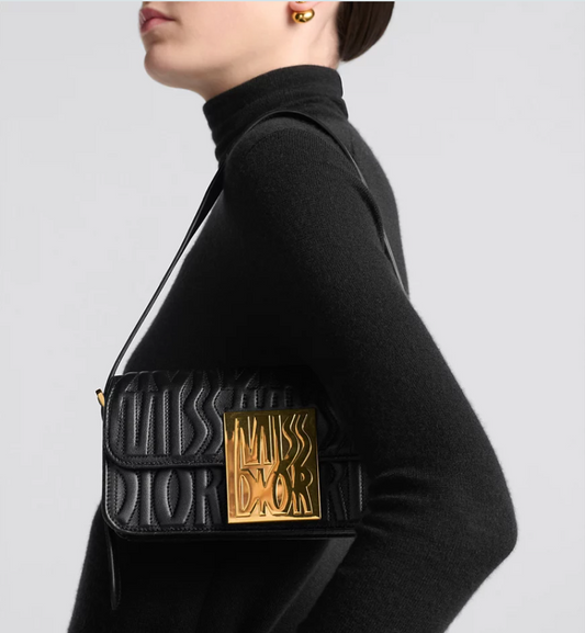 Miss DIR Flap Bag Black Quilted Miss Dior Allover Calfskin