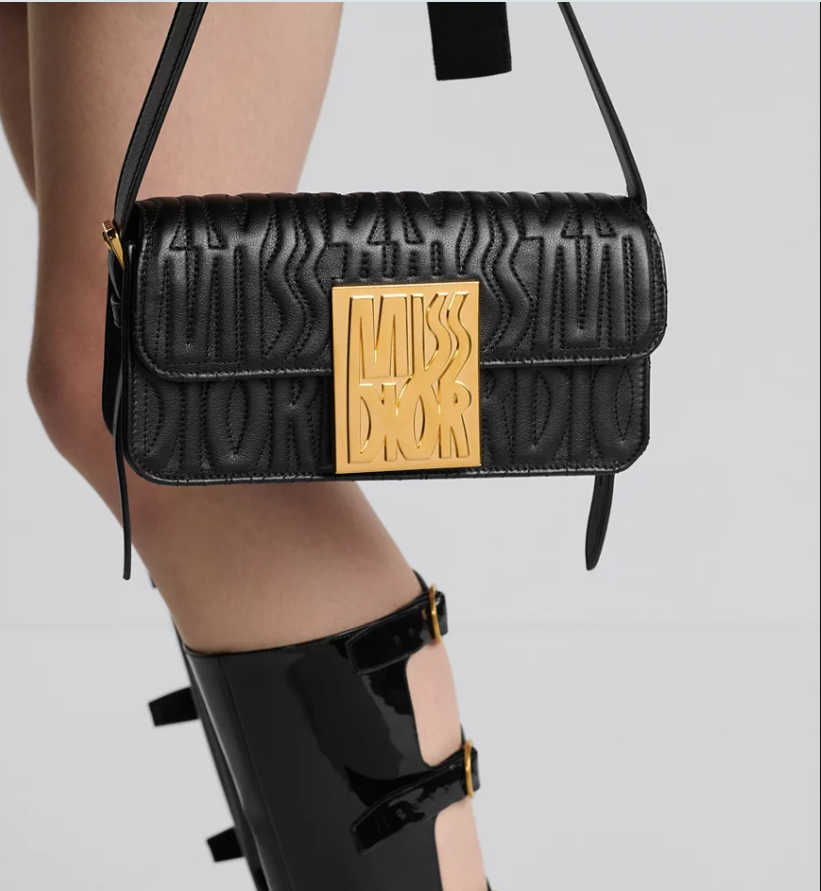 Miss DIR Flap Bag Black Quilted Miss Dior Allover Calfskin