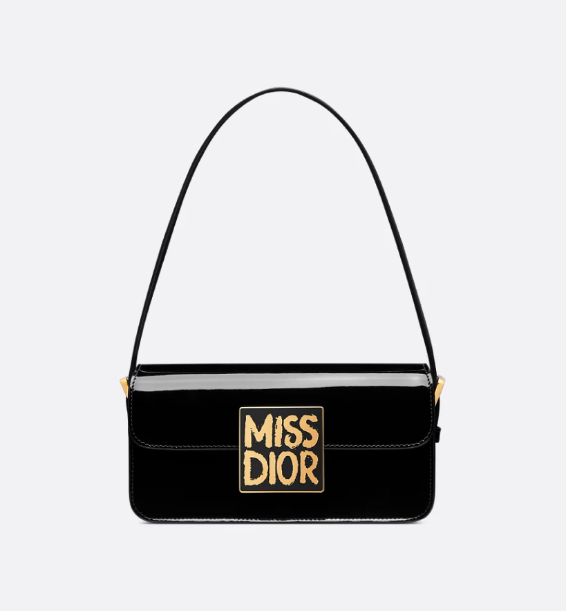 Miss DIR Flap Bag Black Patent Calfskin