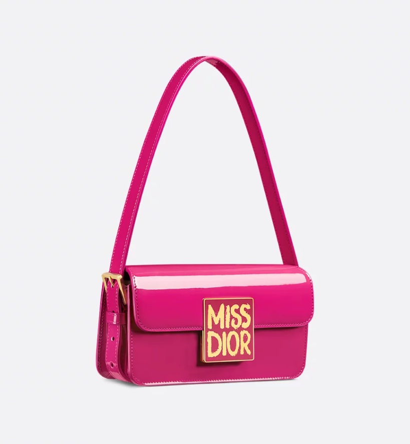 Miss DIR Flap Bag Black Patent Calfskin