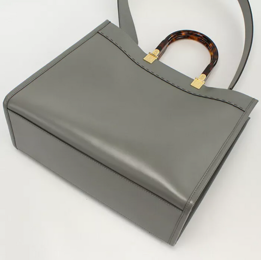 FDI Sunshine Medium Leather Tote Bag 8BH386 Abvl Gray