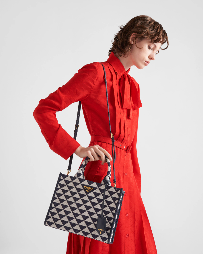 Small PDA Symbole embroidered fabric handbag
