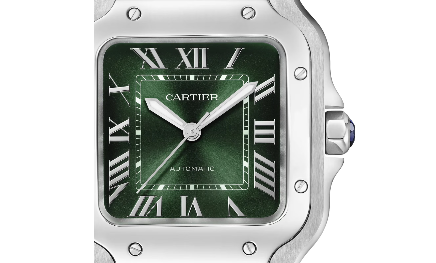 Santos de CRT Watch, Medium Model, Steel, Automatic, Interchangeable Leather Strap